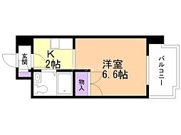 あおばビルN25 1Kの間取図画像