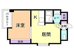 トム・グランペール 1DKの間取図画像