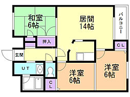 カルム美香保 3LDKの間取図画像