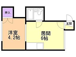 ラポール37B 1DKの間取図画像