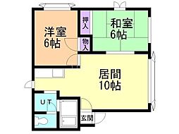 H.T新琴似 2LDKの間取図画像