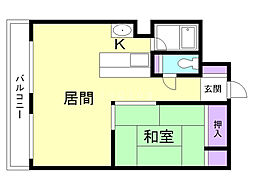 LEESPACE北27条 1LDKの間取図画像