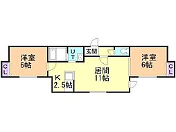 サンレコルト 2LDKの間取図画像