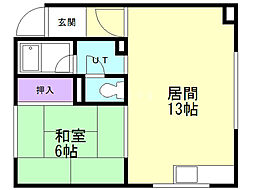 西麻生館 1LDKの間取図画像