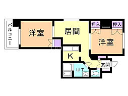 ジュネス23 2DKの間取図画像