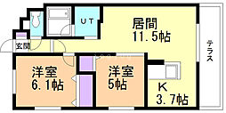 ブランシャールALAIN北24条 2LDKの間取図画像