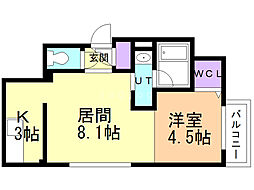 エルボックス札幌 1LDKの間取図画像