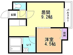 フォートレスN18 1LDKの間取図画像