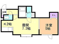 コンフィーネ 1DKの間取図画像