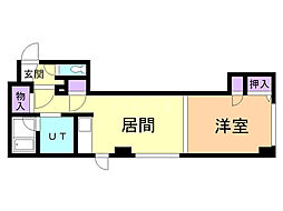 フラワーN22 1DKの間取図画像