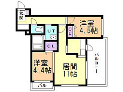S-FORT北大前 2LDKの間取図画像