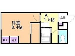 レオパレスコメット 1Kの間取図画像