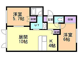 ドルウィング・N2 2LDKの間取図画像
