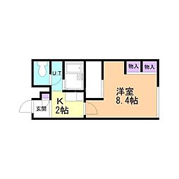 レオパレス千 1Kの間取図画像