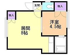 グランドール.磯角 1LDKの間取図画像