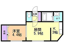 フラッツリド 1LDKの間取図画像