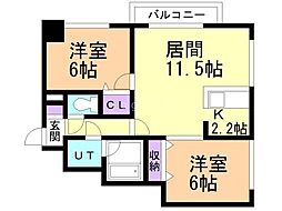ノルテブリッサ24ロード 2LDKの間取図画像
