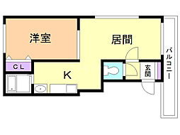 ディライト 1LDKの間取図画像