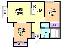 フランミルトマンションC 2LDKの間取図画像