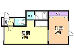 ノース横山 1DKの間取図画像