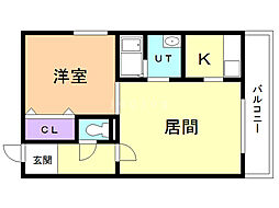 GrandeeN8 1LDKの間取図画像