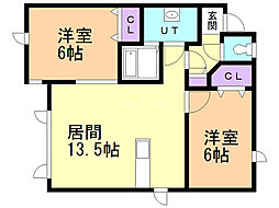 ヴァンヴェールS43 2LDKの間取図画像