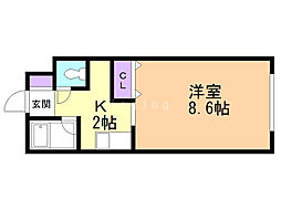 N20マンション 1Kの間取図画像