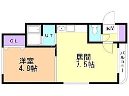 ブローニュ24 1DKの間取図画像