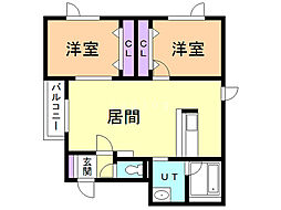 グリーンリーフ 2LDKの間取図画像