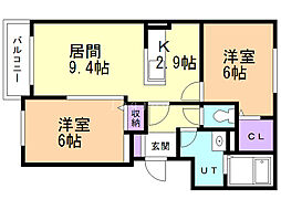 フーレビラ 2LDKの間取図画像