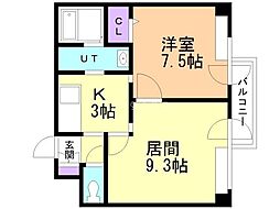 藤井ビル北23条2 1LDKの間取図画像