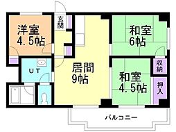 アーバンコート新琴似 3DKの間取図画像