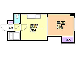 三愛コーポラス 1DKの間取図画像