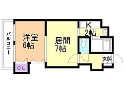 シャトーム壱番館 1LDKの間取図画像