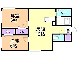 ティナパーク413 3階2LDKの間取り