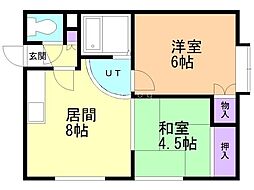ドリームハイツB 2LDKの間取図画像