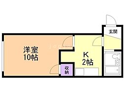 パル・コート 1Kの間取図画像
