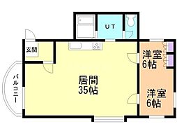 山弘プレイス 2LDKの間取図画像