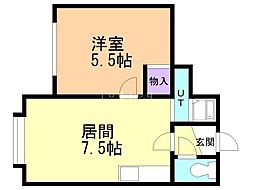 ルナフラッツ 1DKの間取図画像