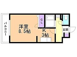 グランデールパレス 1Kの間取図画像