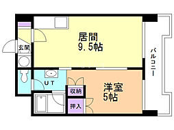 フォーレスト米内 1DKの間取図画像