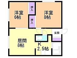 ハイツカリン 2LDKの間取図画像