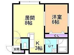 プロスパー麻生 1LDKの間取図画像