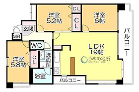 クィーンズ久留米ステーション・スクエア 301 ｜ 福岡県久留米市東町（賃貸マンション3LDK・3階・75.36㎡） その2