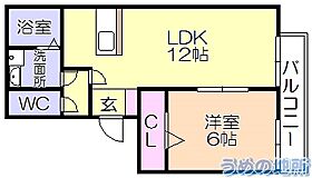 ハウスフリーデIII 303 ｜ 福岡県久留米市国分町（賃貸アパート1LDK・3階・42.00㎡） その2