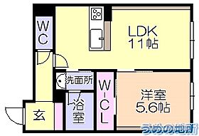 シャーメゾン久留米 102 ｜ 福岡県久留米市京町（賃貸アパート1LDK・1階・43.13㎡） その2