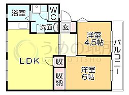 グレースコーポ合川3・A 2LDKの間取図画像