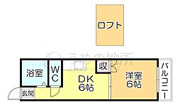 メルシーコーポ 1DKの間取図画像