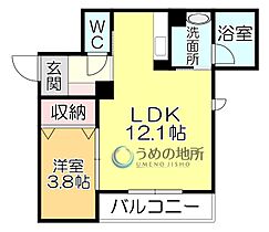 ラ・ルーチェ東櫛原 205 ｜ 福岡県久留米市東櫛原町（賃貸アパート1LDK・2階・40.14㎡） その2