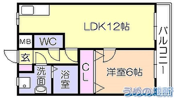 コーポラス青柳 101｜福岡県久留米市東合川８丁目(賃貸マンション1LDK・1階・41.25㎡)の写真 その2